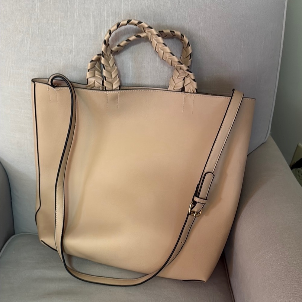 Jules Kae Chic Blush Tote Bag with Braided Handles